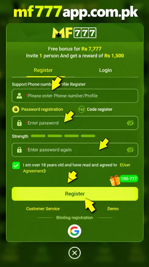 MF777 Register