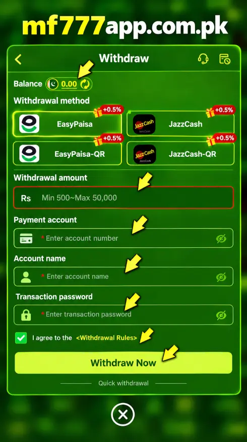 MF777 Game Withdraw